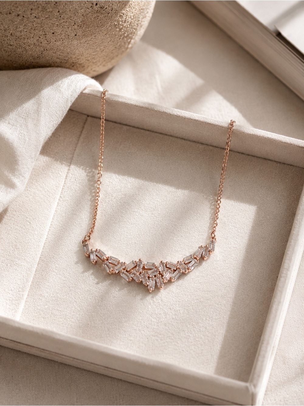 Bomb party BP Rose Gold plated Crystal bar  Chevron Necklace gift
